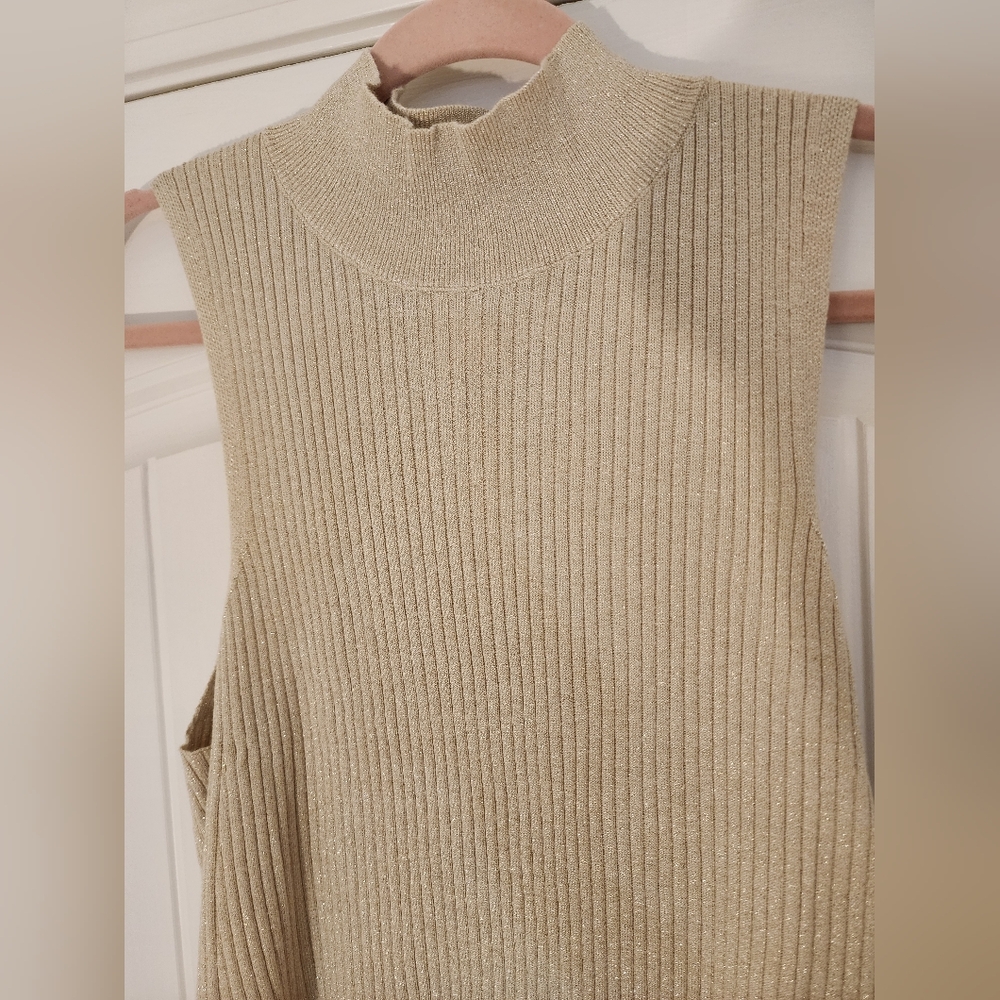 On 34th Women's Sleeveless Ribbed Stretchy Knit Bodysuit Gold NWT XXL